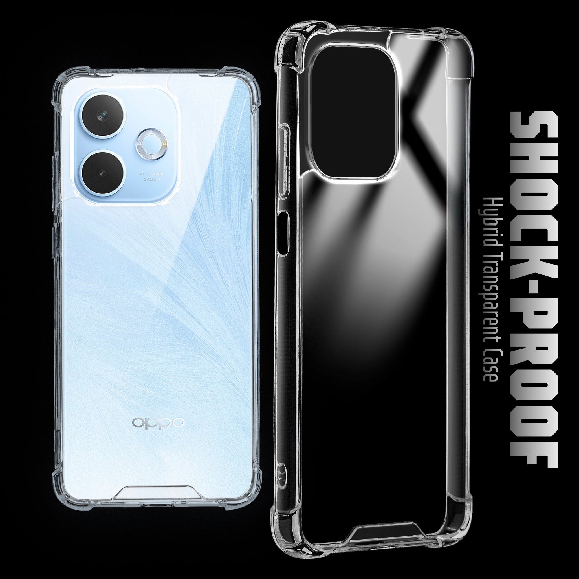 Shockproof Hybrid Transparent Phone Case For Oppo A5 Pro 5G with Hard Back and Soft Bumper for Maximum Protection