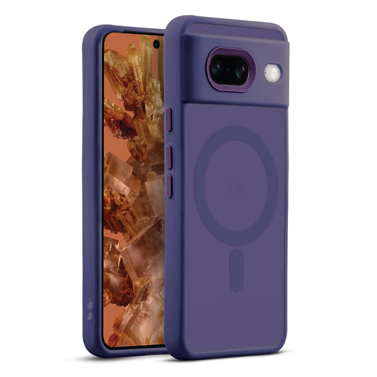 Textured Metal Ring Camera With Magsafe Compatible Smoky Back Case For Google Pixel 8