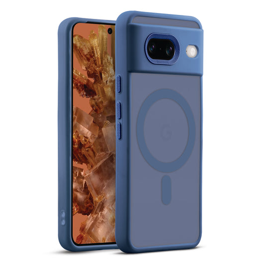 Textured Metal Ring Camera With Magsafe Compatible Smoky Back Case For Google Pixel 8