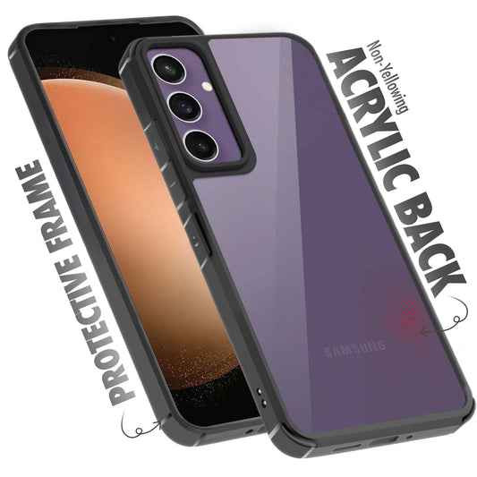 Silicone Frame Transparent Hard Back Cover for Samsung S23 FE 5G