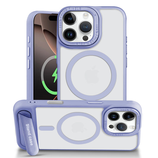 Semi-Transparent Hard Back & MagSafe Compatible With Kickstand Back Case For Apple iPhone 16 Pro