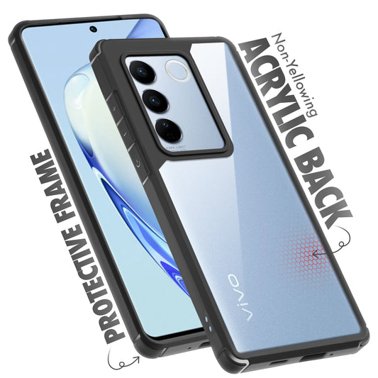 Silicone Frame Transparent Hard Back Cover for Vivo V27 5G