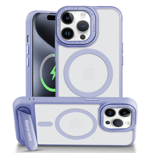 Semi-Transparent Hard Back & MagSafe Compatible With Kickstand Back Case For Apple iPhone 15 Pro