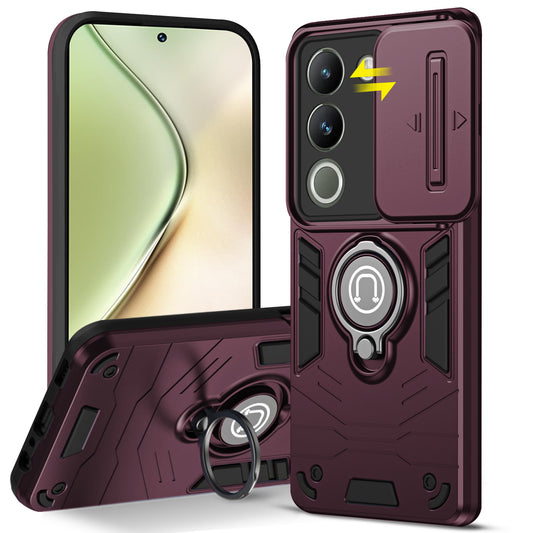 Ultra Rugged Armor Case with Rotating Ring Holder & Shutter Camera Protection Back Case For Vivo Y200 5G