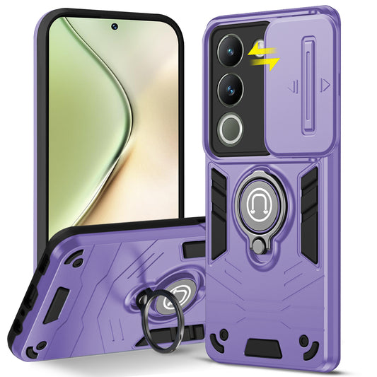 Ultra Rugged Armor Case with Rotating Ring Holder & Shutter Camera Protection Back Case For Vivo Y200 5G