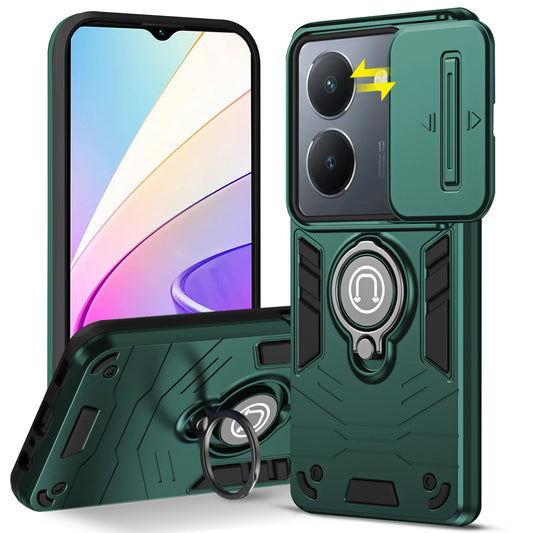 Ultra Rugged Armor Case with Rotating Ring Holder & Shutter Camera Protection Back Case For Vivo Y36 4G