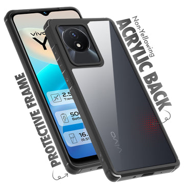 Silicone Frame Transparent Hard Back Cover for Vivo Y02