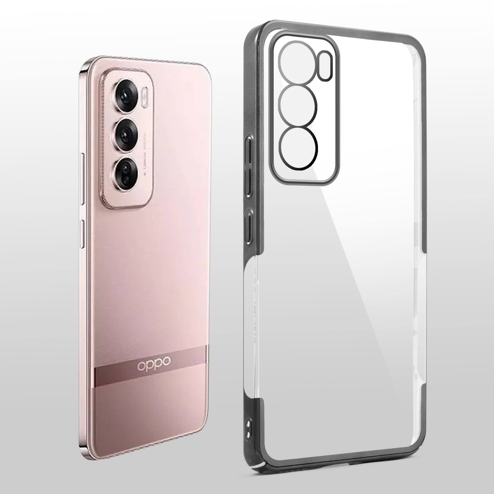 Crystal Clear Premium Shiny Edges Hard Back Case For Oppo Reno 12 5G