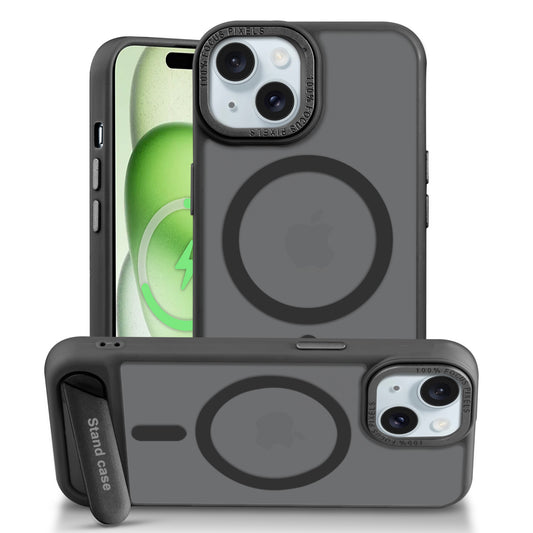 Semi-Transparent Hard Back & MagSafe Compatible With Kickstand Back Case For Apple iPhone 15 Plus