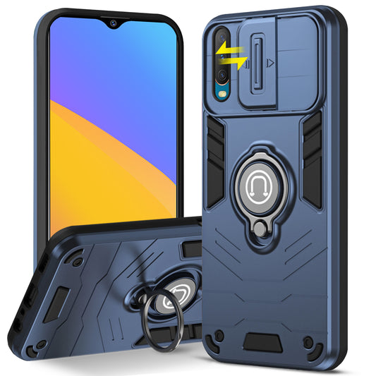 Ultra Rugged Armor Case with Rotating Ring Holder & Shutter Camera Protection Back Case For Vivo Y15