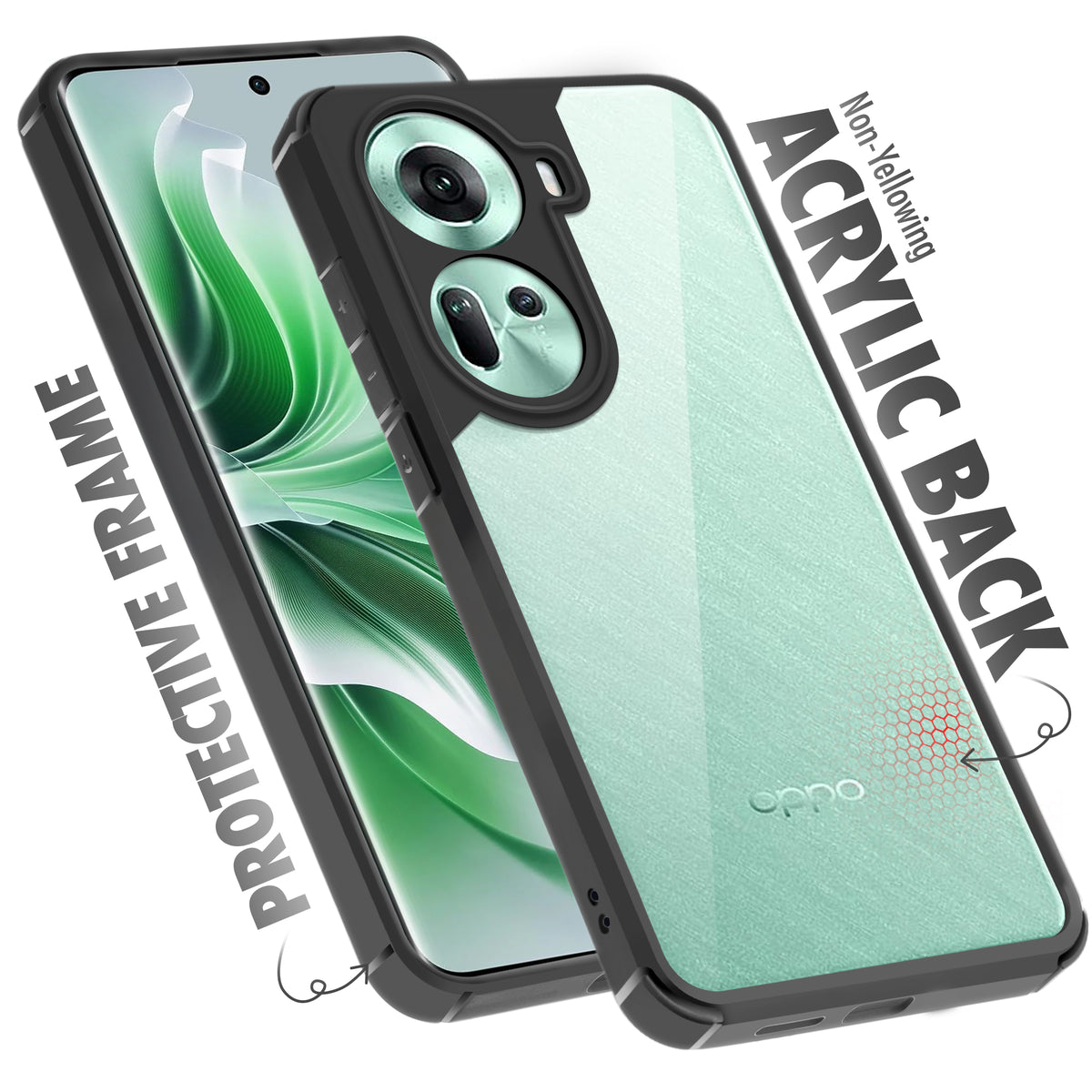 Silicone Border Transparent Back Cover for Oppo Reno 11 5G