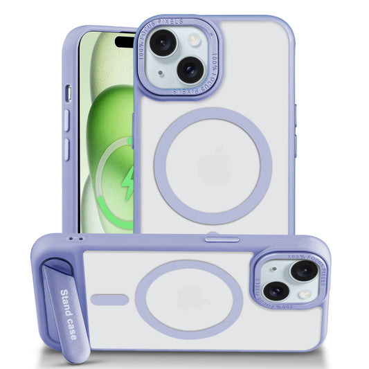 Semi-Transparent Hard Back & MagSafe Compatible With Kickstand Back Case For Apple iPhone 15 Plus