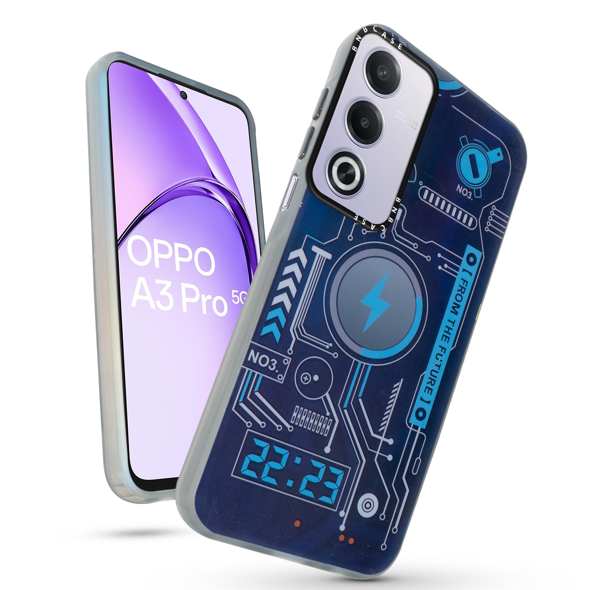 Colorful Reflective Circuit Prints Hard Back Protector Case For Oppo A3 Pro 5G