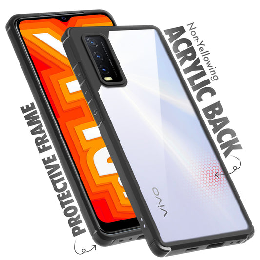 Silicone Frame Transparent Hard Back Cover for Vivo Y12s
