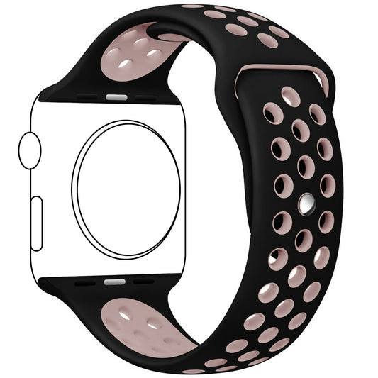 Silicone Watch Strap With Breathable Dotted Dual-Tone Compatible With 42mm 44mm 45mm 38mm 40mm 41mm, for Apple Watch Series 9/8/7/6/5/4/3/2/1/SE/SE2