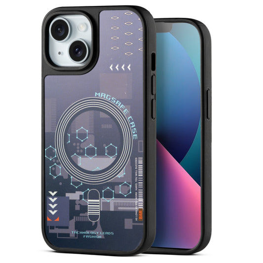 Silicone Textured Frame Printed Hard Back Case For Apple iPhone 13 With Raised Camera Bumper