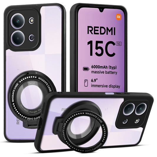 Soft Frame Clear Case Ring Holder Kickstand For Redmi 15C 5G