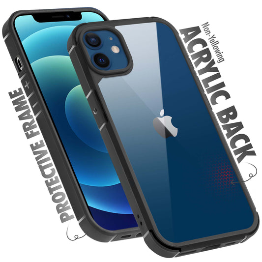 Silicone Border Transparent Back Cover for Apple iPhone 12