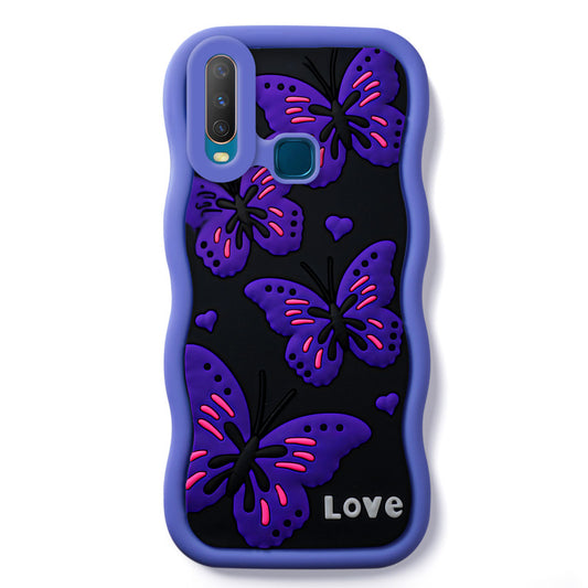 3D Silicone Soft Wave Edges Mobile Back Case For Vivo Y12