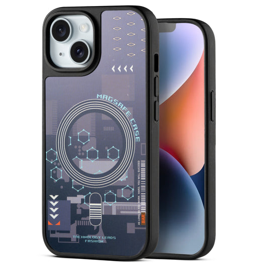 Silicone Textured Frame Printed Hard Back Case For Apple iPhone 14 With Raised Camera Bumper