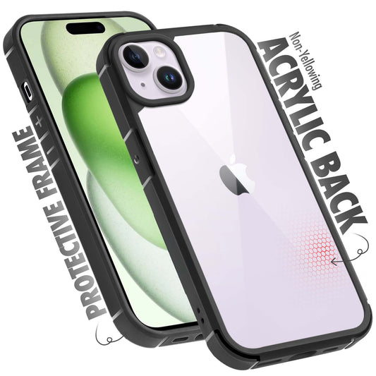 Silicone Border Transparent Back Cover for Apple iPhone 15 Plus
