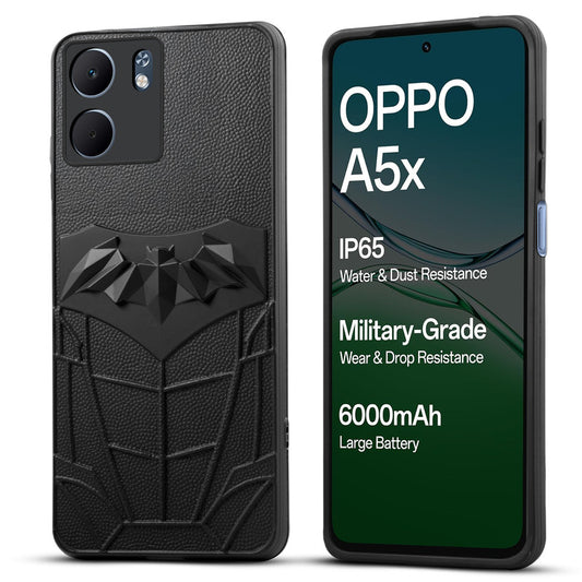 Textured Comic Hero Back Cover for Oppo A5x 5G , Soft Silicone Back Case with Shiny Bat Design & Raised Camera Edges