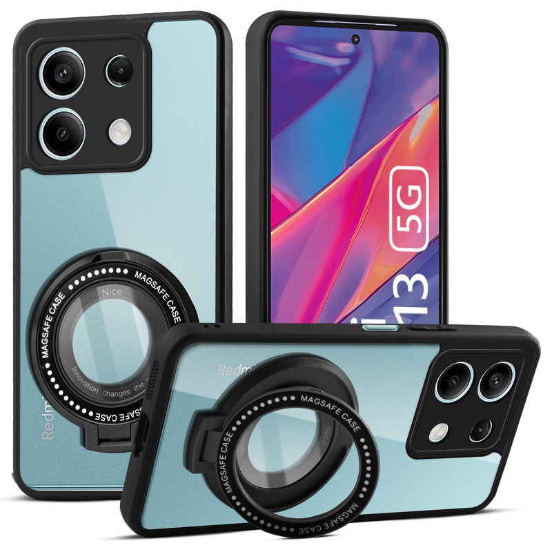 Soft Frame Clear Case Ring Holder Kickstand For Redmi Note 13 5G