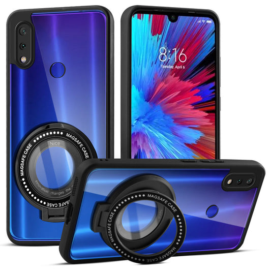 Soft Frame Clear Case Ring Holder Kickstand For Redmi Note 7 Pro