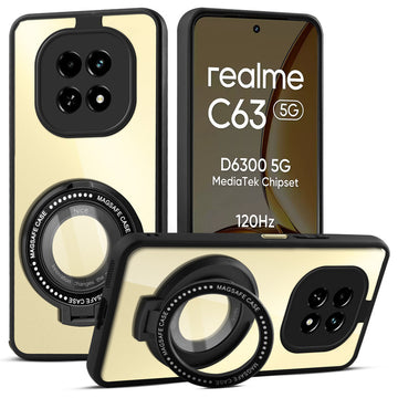Soft Frame Clear Case Ring Holder Kickstand For Realme C63 5G