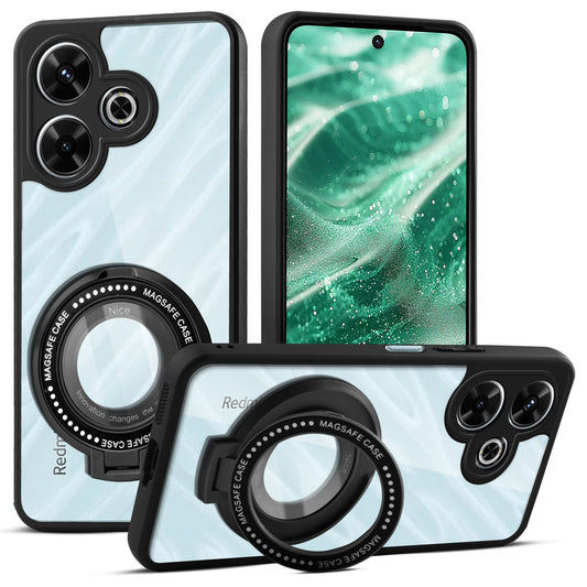 Soft Frame Clear Case Ring Holder Kickstand For Redmi 13 5G