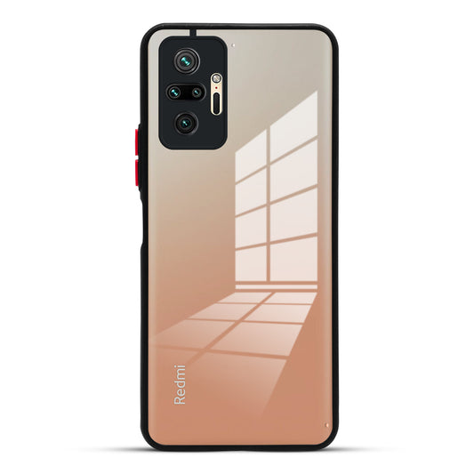 Elegant Smoky Glass Phone Case with Anti-Slip Silicone Edges Back Cover For Redmi Note 10 Pro Max