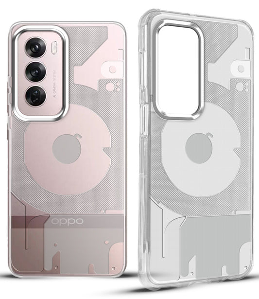 Soft Transparent Slim Fit Frosted Matte Silicone TPU With Silver Ring Camera Protection Back Cover for Oppo Reno 12 5G