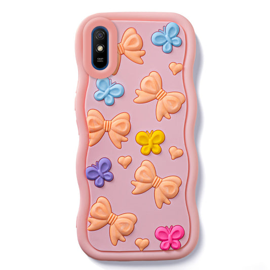 3D Silicone Soft Wave Edges Mobile Back Case For Redmi 9A