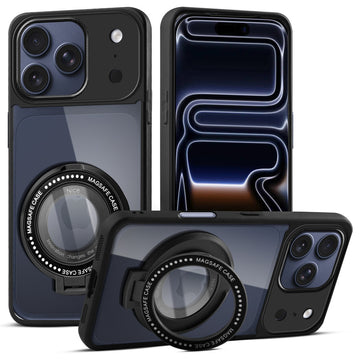 Soft Frame Clear Case Ring Holder Kickstand For Apple iPhone 17 Pro Max