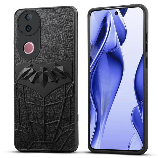 Textured Comic Hero Back Cover for Vivo V50e 5G , Soft Silicone Back Case with Shiny Bat Design & Raised Camera Edges