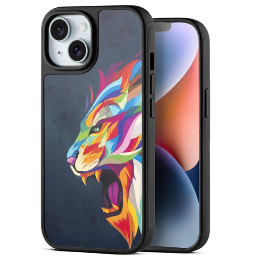 Silicone Textured Frame Printed Hard Back Case For Apple iPhone 14 With Raised Camera Bumper