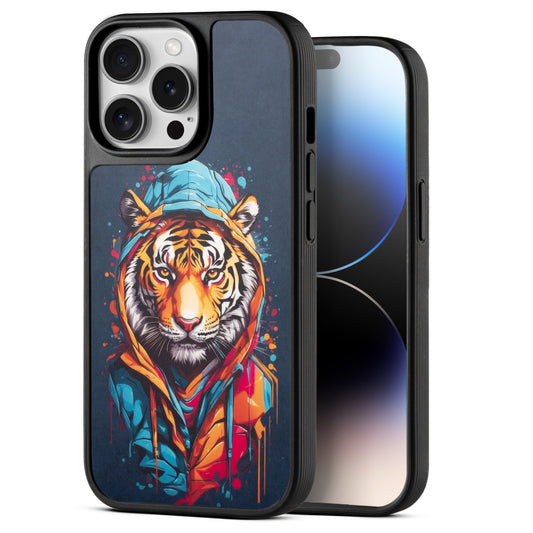 Silicone Textured Frame Printed Hard Back Case For Apple iPhone 14 Pro With Raised Camera Bumper