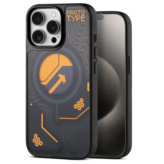 Silicone Textured Frame Printed Hard Back Case For Apple iPhone 15 Pro Max With Raised Camera Bumper