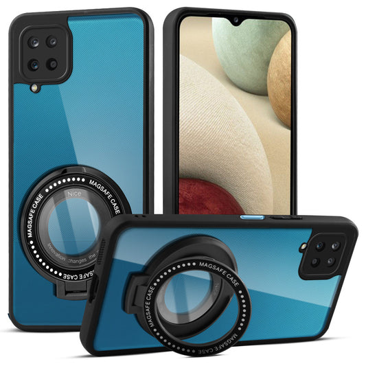 Soft Frame Clear Case Ring Holder Kickstand For Samsung A12