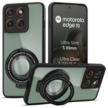 Soft Frame Clear Case Ring Holder Kickstand For Motorola Moto Edge 70 5G