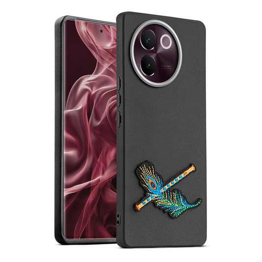 Sleek Textured Silicone Case for Vivo V30e 5G Featuring Divine Embroidery on the Back