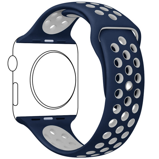 Silicone Apple Watch strap in Orange and Grey, size 42mm, back angle view