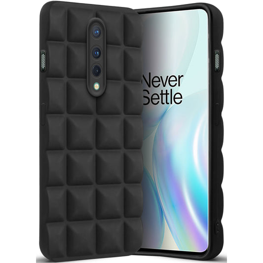 3D Puffer Cube Matte Silicon Back Cover Case for Oneplus 8 | Camera Protection | Soft TPU Shockproof Back Cover for Oneplus 8 (Black)