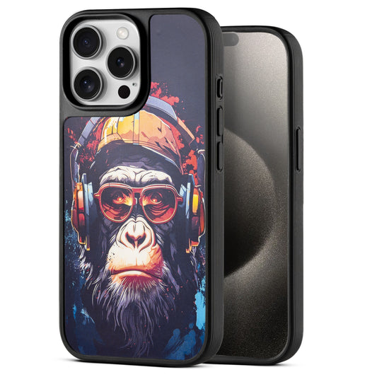 Silicone Textured Frame Printed Hard Back Case For Apple iPhone 15 Pro Max With Raised Camera Bumper