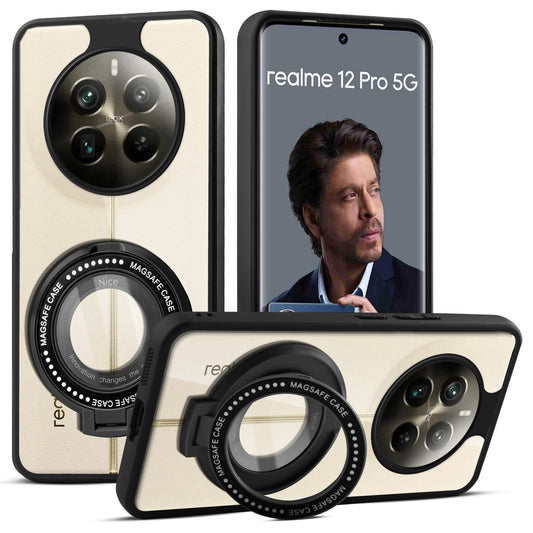 Soft Frame Clear Case Ring Holder Kickstand For Realme 12 Pro 5G