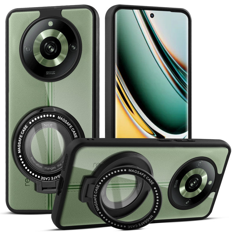 Soft Frame Clear Case Ring Holder Kickstand For Realme 11 Pro 5G