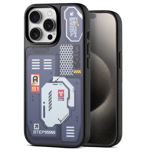 Silicone Textured Frame Printed Hard Back Case For Apple iPhone 15 Pro Max With Raised Camera Bumper