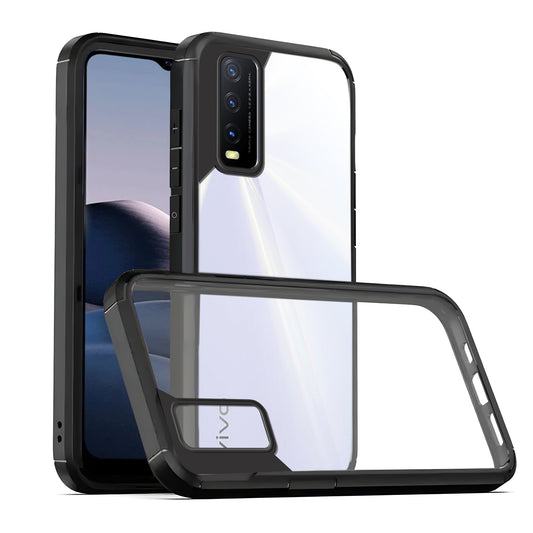 Silicone Frame Transparent Hard Back Cover for Vivo Y20A