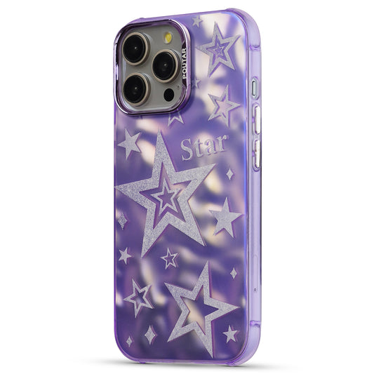 Luxury Purple Glittery Stars Back Cover for Apple iPhone 14 Pro