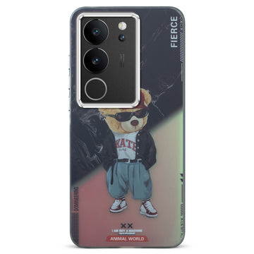 Night Glow & Shiny Hard Phone Cover with Silver Camera Ring For Vivo V29 5G